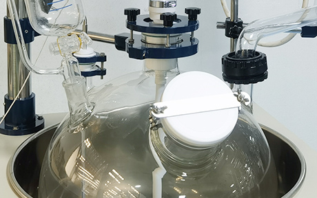 50L Single Layer Glass Reactor detail - A total of 6 ports on the top of the kettle body.