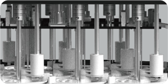 14 Cups Drug Dissolution Sampling System detail - Stainless steel guide rod, the multi-point stainless steel guide rod is used to ensure the stability of the handpiece, providing strong support for the stability of the positioning of the dissolution vessel and the center of the rotating shaft, and can effectively prolong the mechanical performance stabilization time.