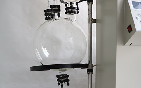 New 50L Rotary Evaporator detail - Receiving flask with discharge valve and air release valve.